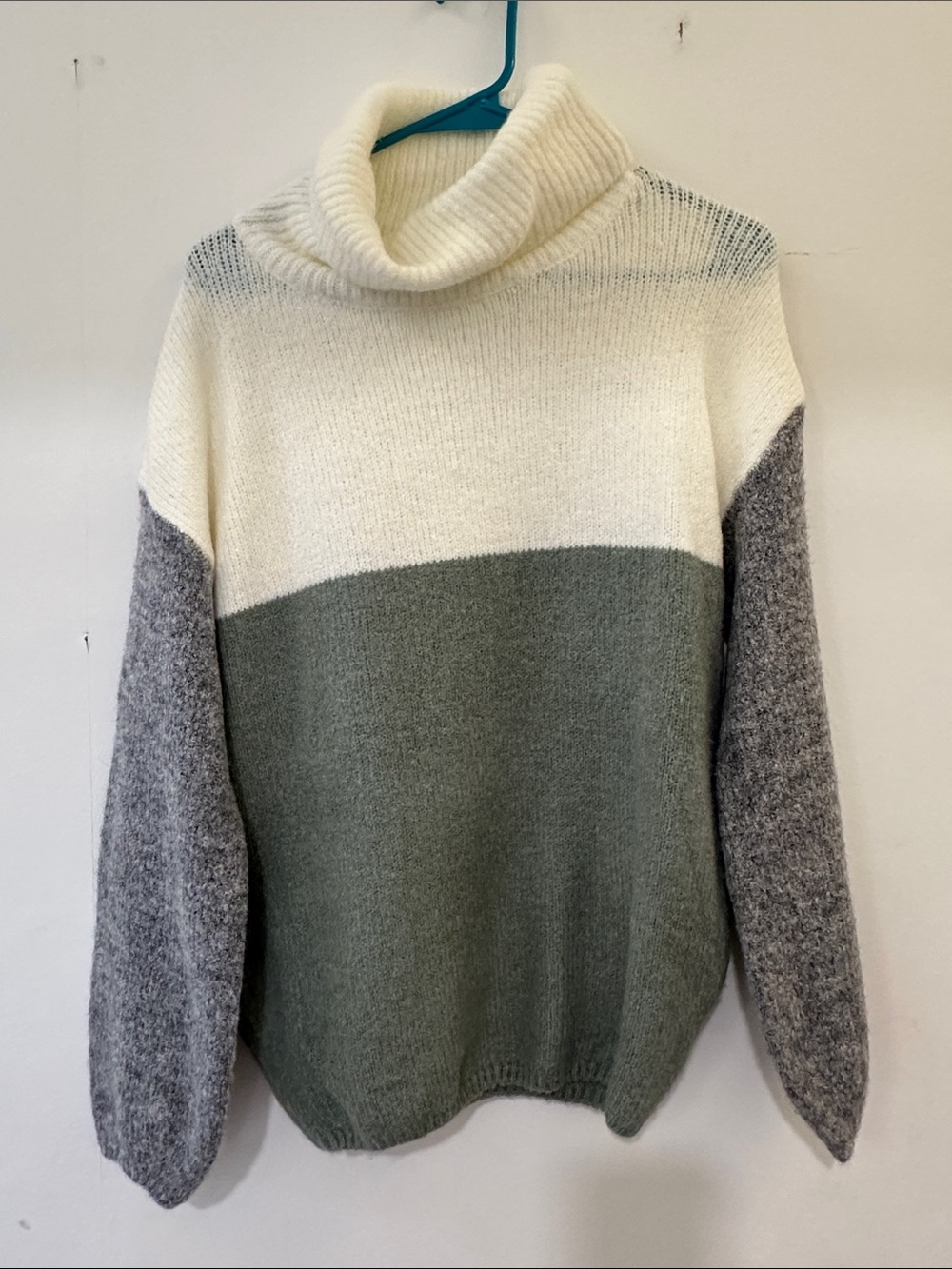 rag & bone Cream, Sage & Gray Colorblock Turtleneck Sweater